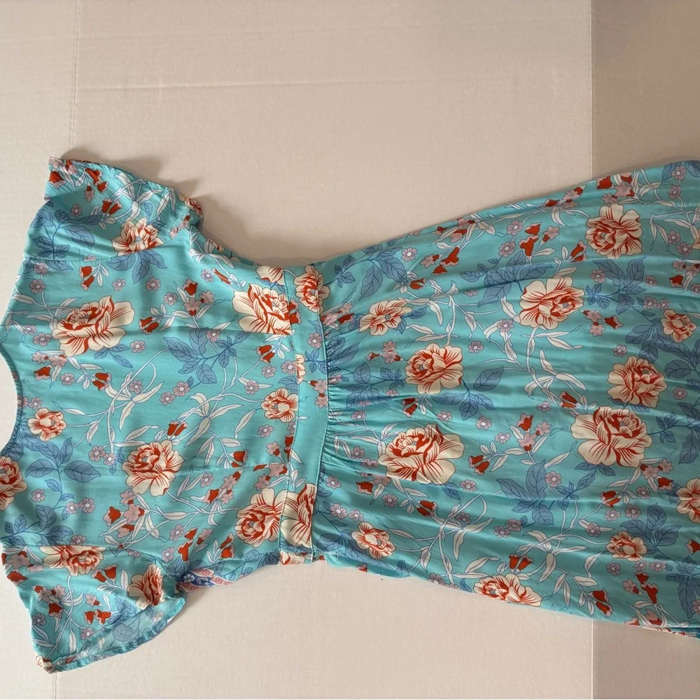 Floral Blue Wrap Maxi Dress - Picture 5 of 5